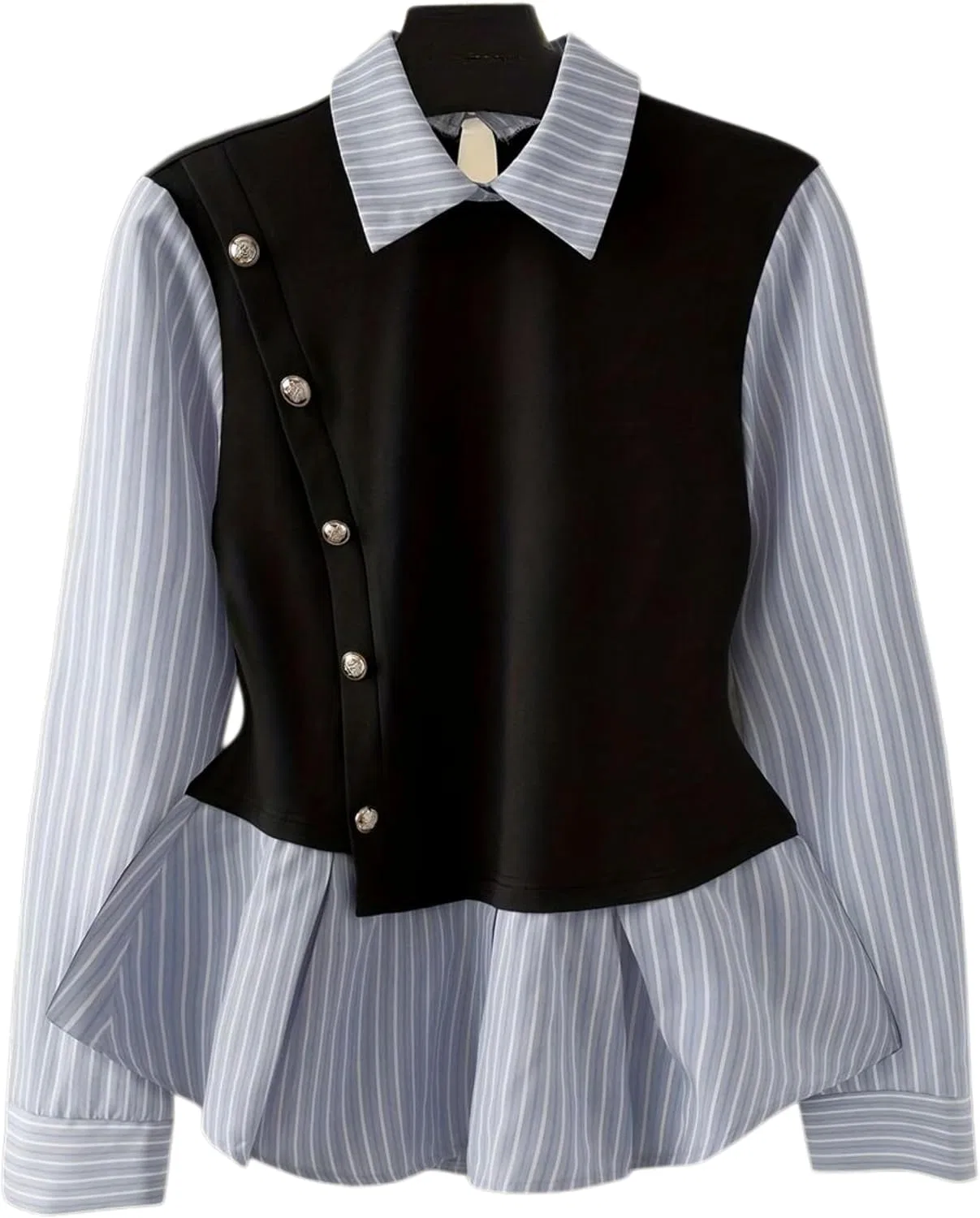 Блуза с полоской и жилетом Layered Blouse, черный