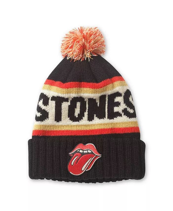 

Мужская черная шапка Rolling Stones Pillow Line с манжетами и помпоном American Needle