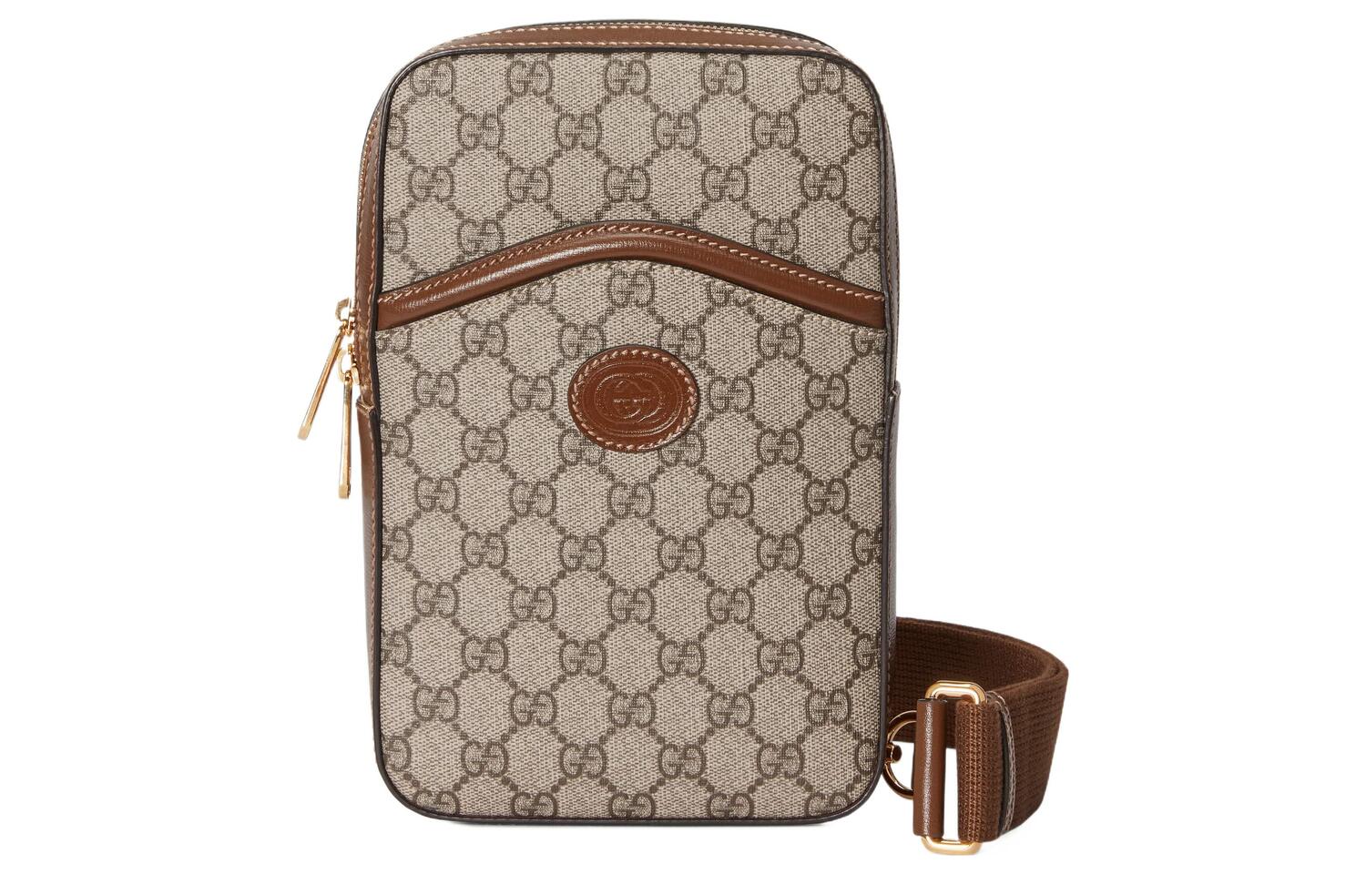 

GUCCI Сумка-мессенджер из холста с кожаной отделкой