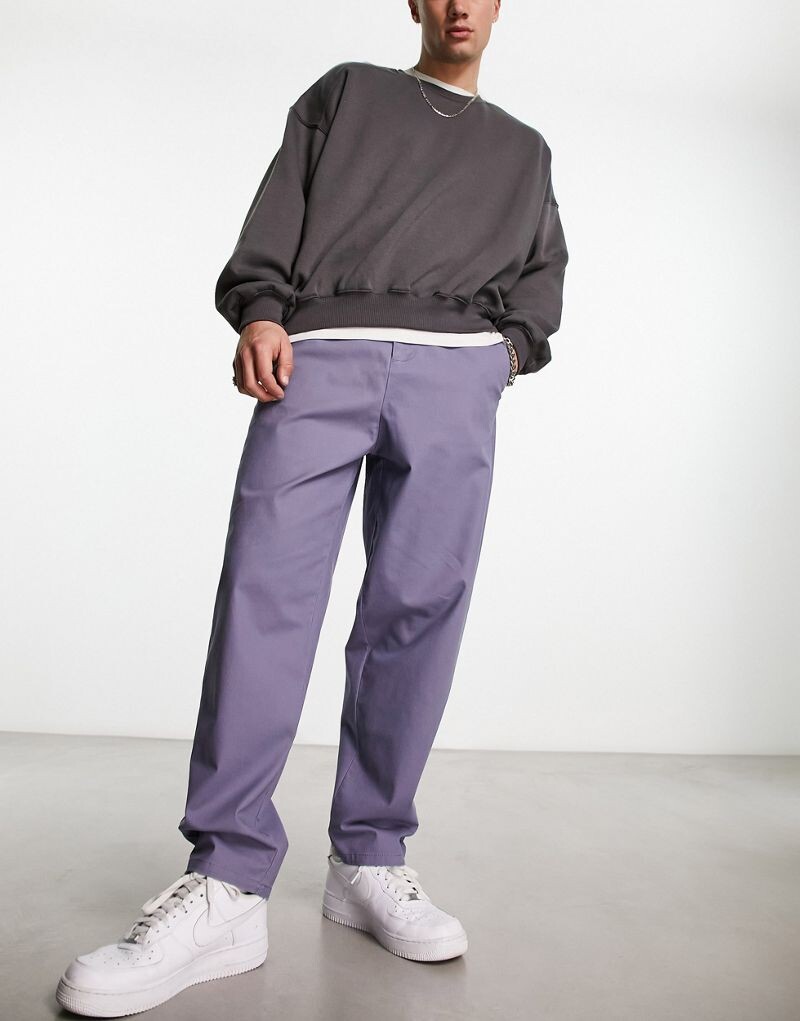 

Темно-серые зауженные чиносы оверсайз ASOS DESIGN