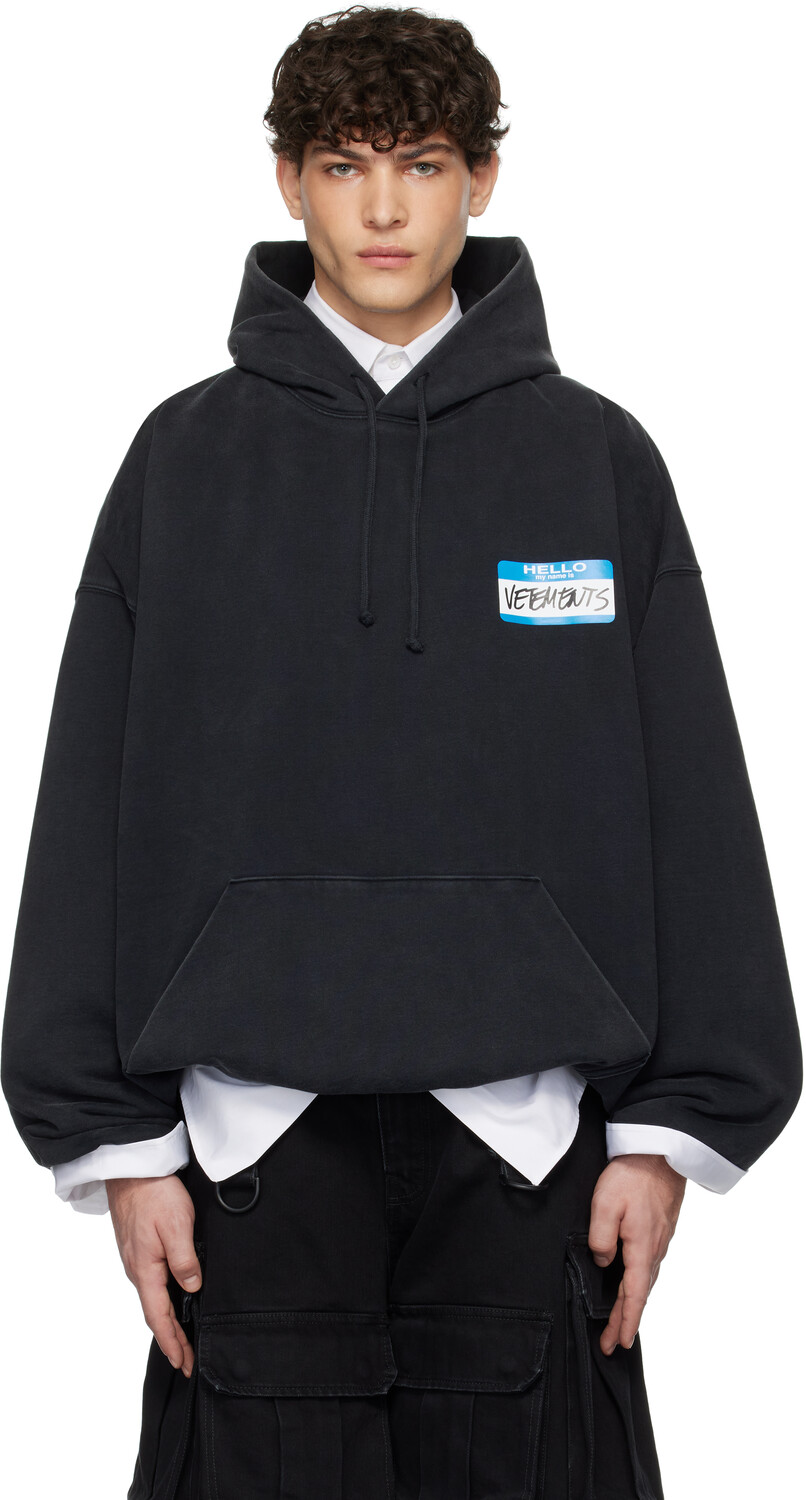 

Укороченная толстовка с капюшоном с надписью «Мое имя» VETEMENTS