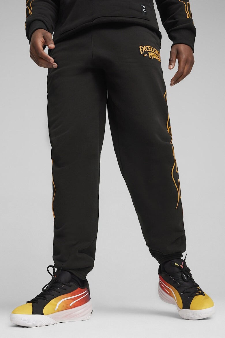 

Спортивные брюки с узором «Осторожно» Puma, черный