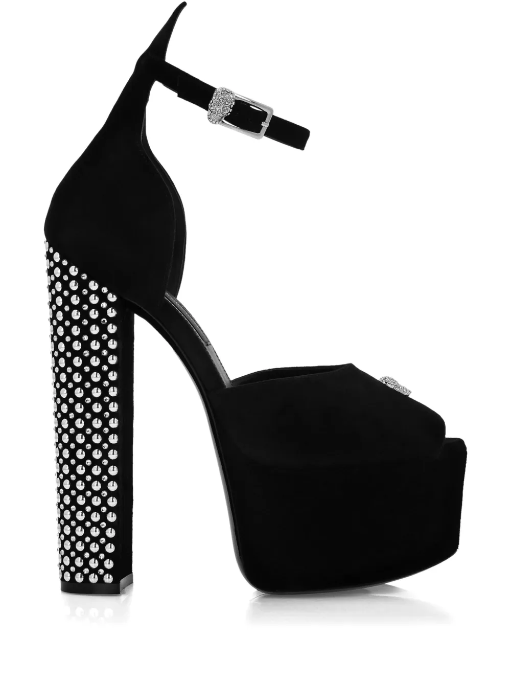 Босоножки на платформе с заклепками в виде черепов Philipp Plein, черный