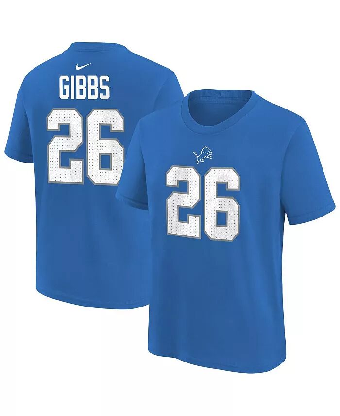 

Мужская футболка с именем игрока и номером Jahmyr Gibbs Blue Detroit Lions Nike