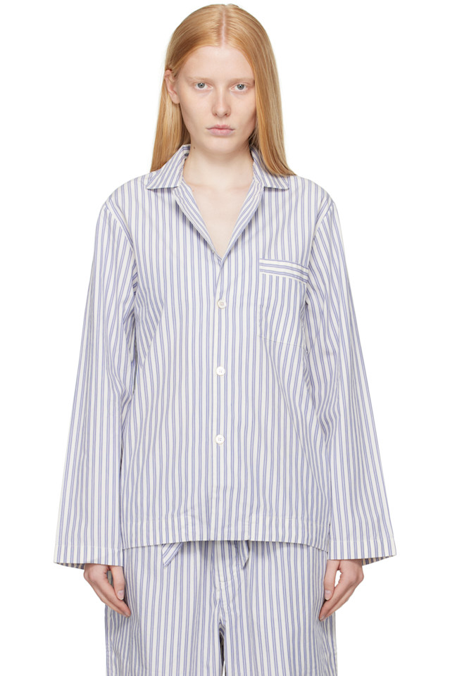 

Поплиновая пижамная рубашка с длинными рукавами Tekla, цвет skagen stripes