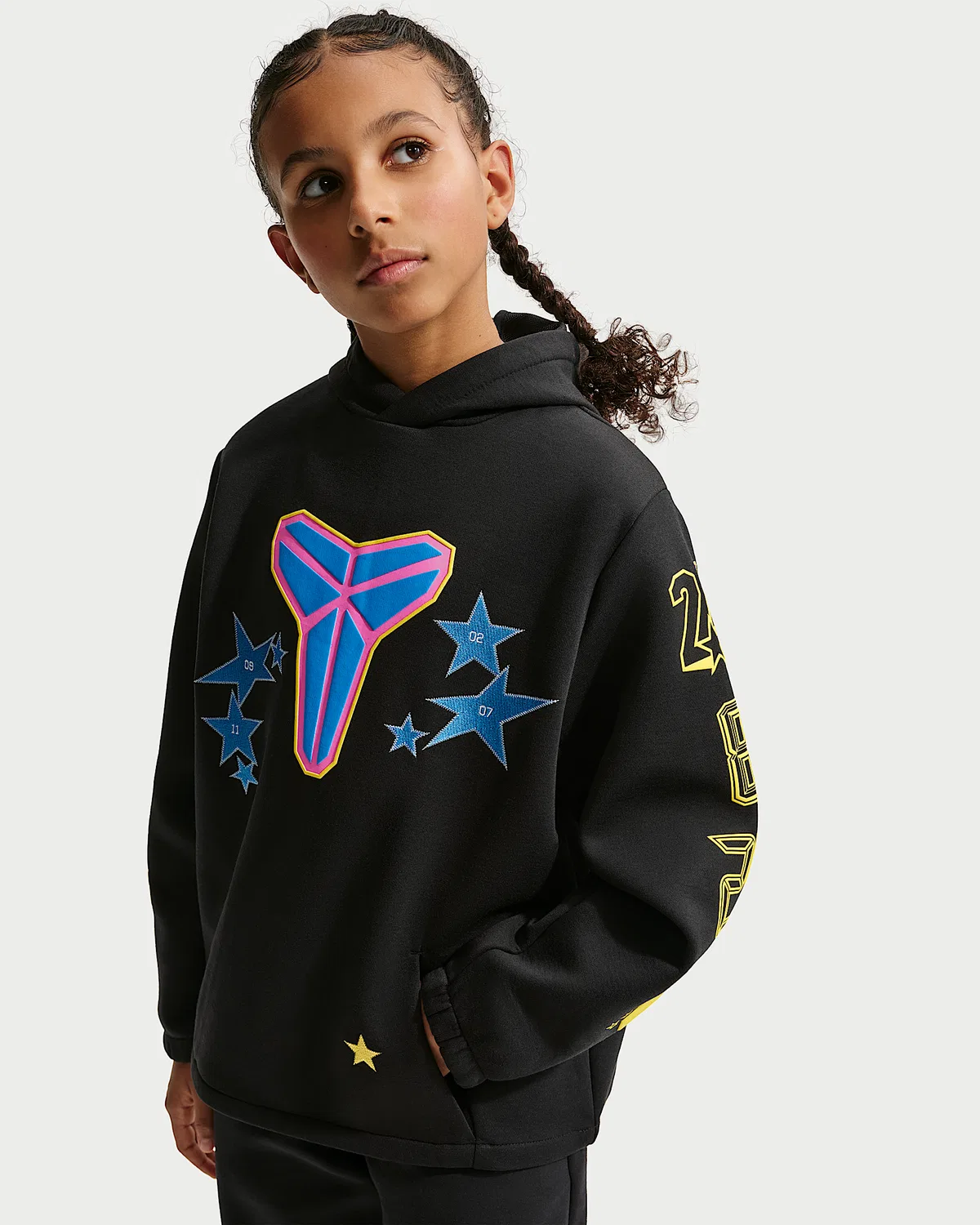 Детская флисовая баскетбольная худи Kobe All-Star Weekend, Black/Sonic Yellow/Light Photo Blue — фото 2