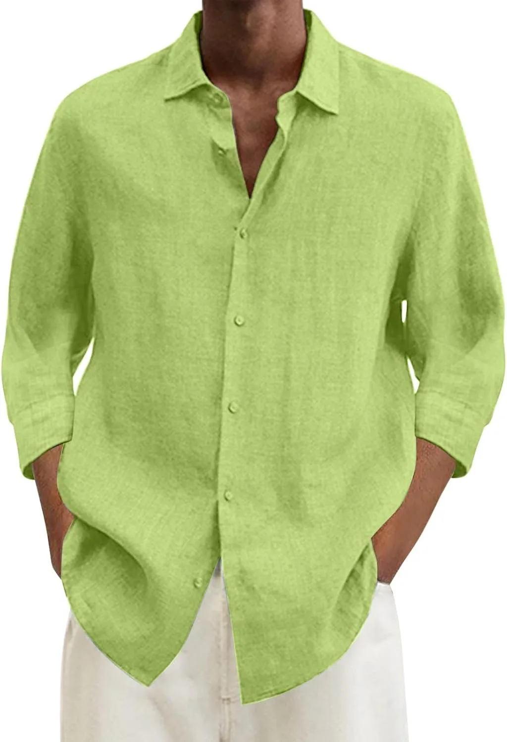 

Мужская льняная рубашка с коротким рукавом, легкая и дышащая HJINGSUN