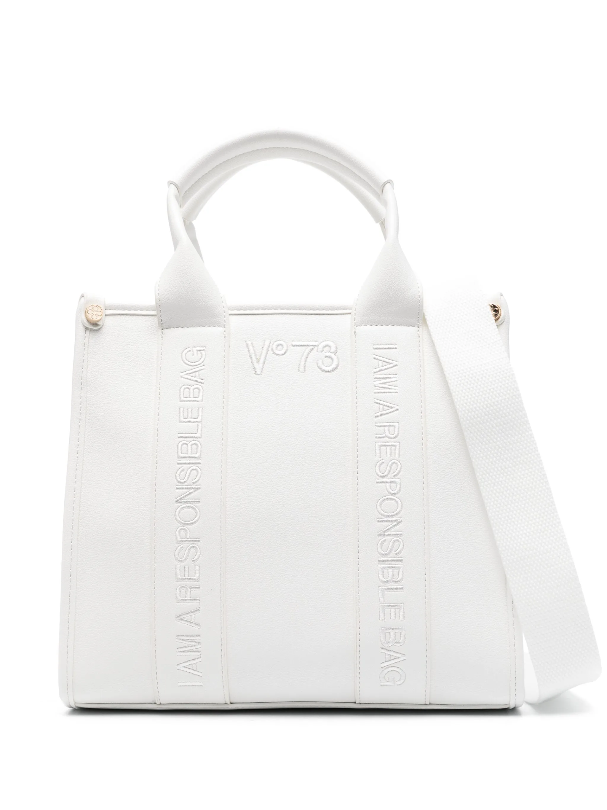 

Сумка-тоут с вышитым логотипом V°73, белый