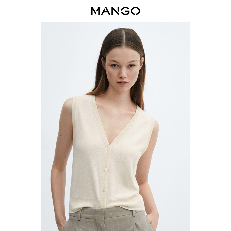 

Жилет женский Mango на пуговицах, светло-бежевый
