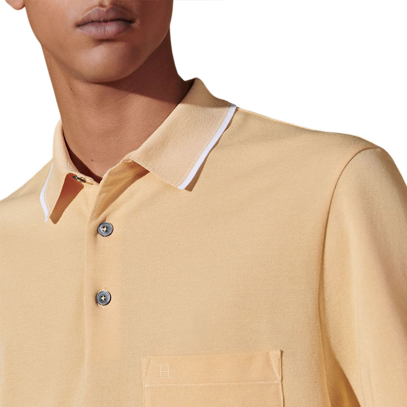 HERMES SS25 Футболка-поло мужская бананово-желтая — фото 4