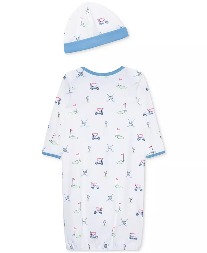 Детский хлопковый комплект для сна с шапочкой Baby Boys Golf Little Me, синий — фото 2