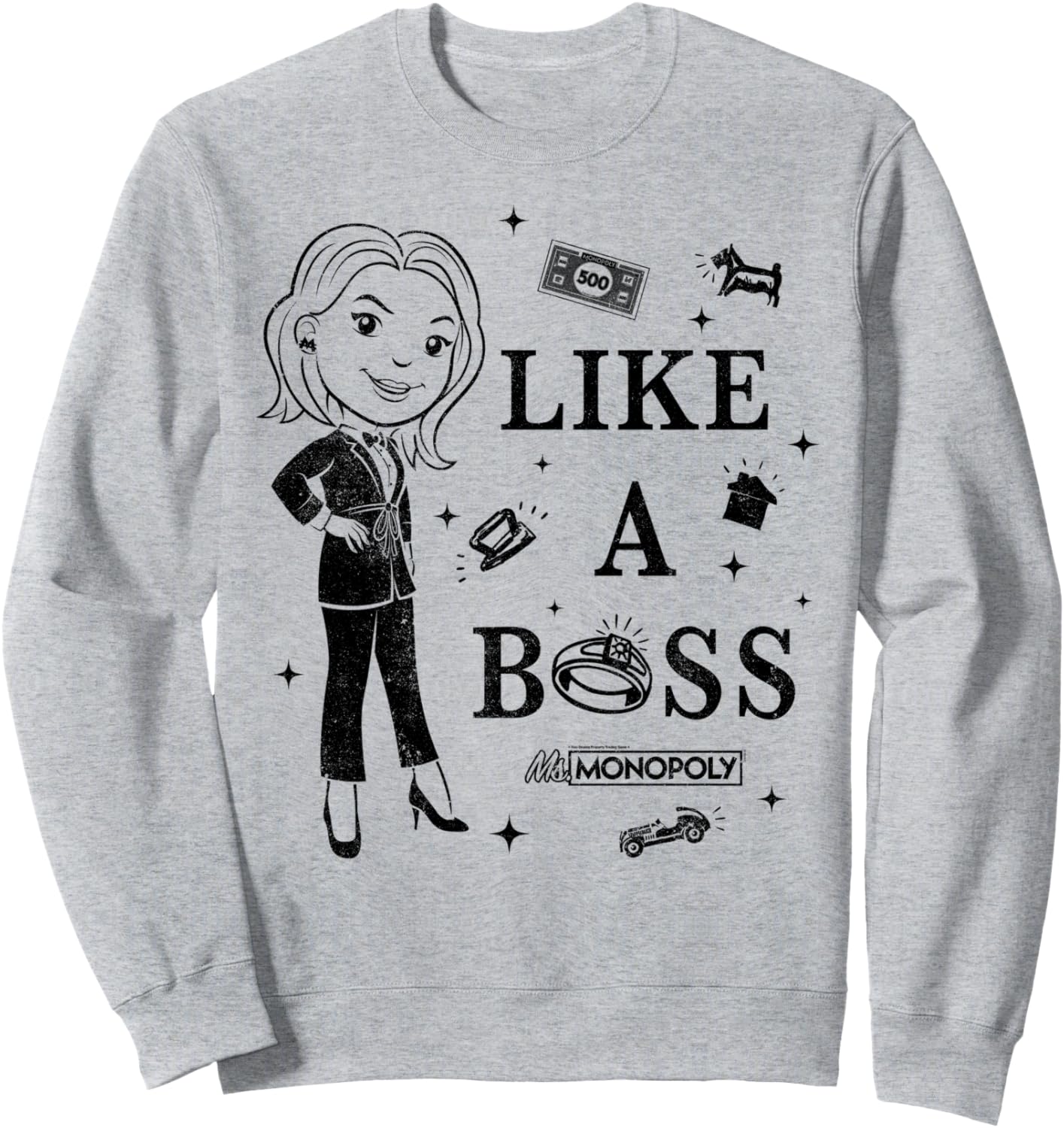 

Толстовка с логотипом Ms. Monopoly Like A Boss, серая