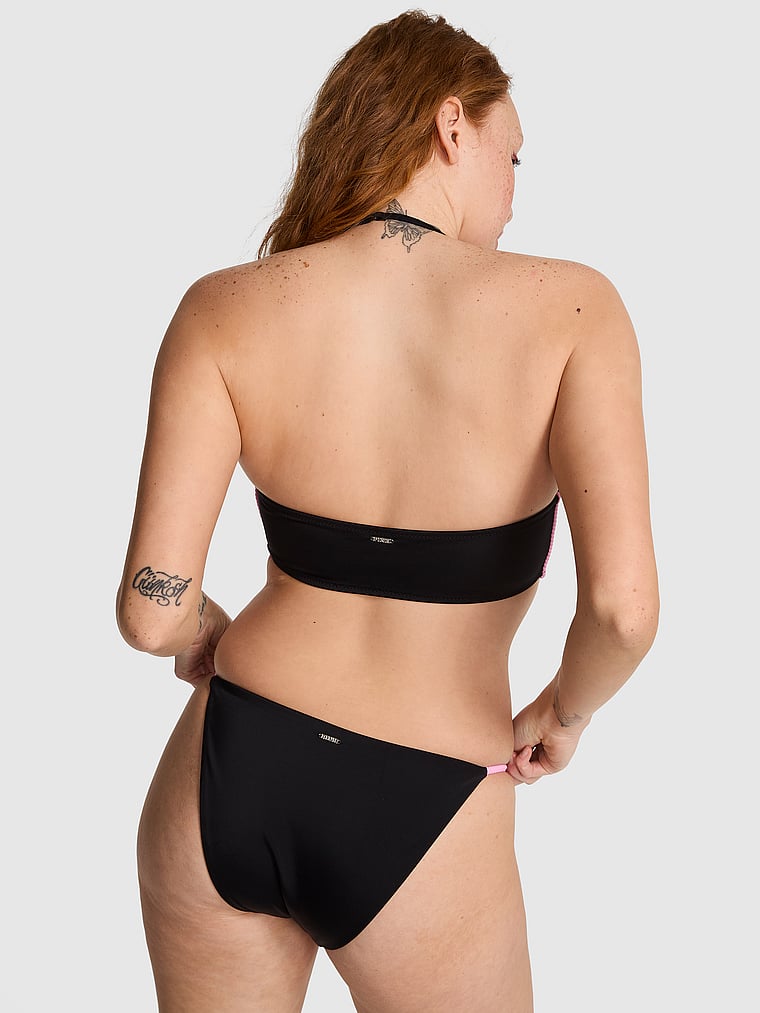 

Плетеные плавки бикини с дерзким принтом Pink Swim, черный