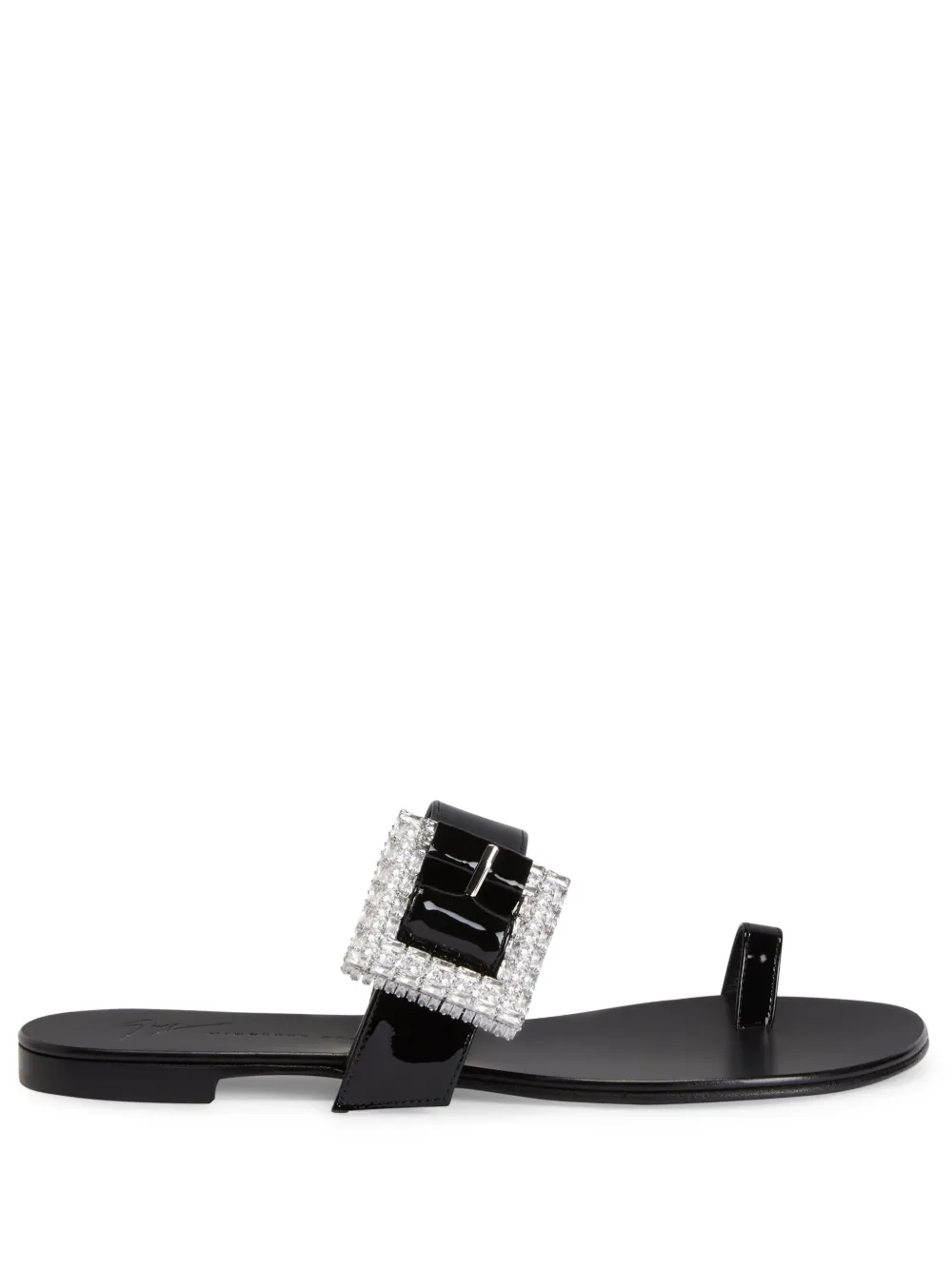 Лакированные сандалии Miss Buckle с кристаллами Giuseppe Zanotti, черный