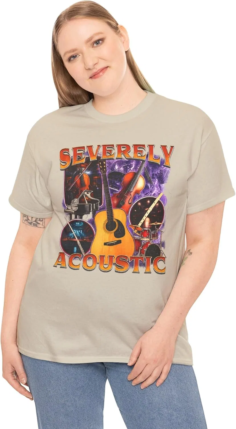 Футболка с принтом "Severely Acoustic Funny Meme Musician", футболка с юмором "Funny Unhinged Autistic" GENERIC, Sand — фото 3