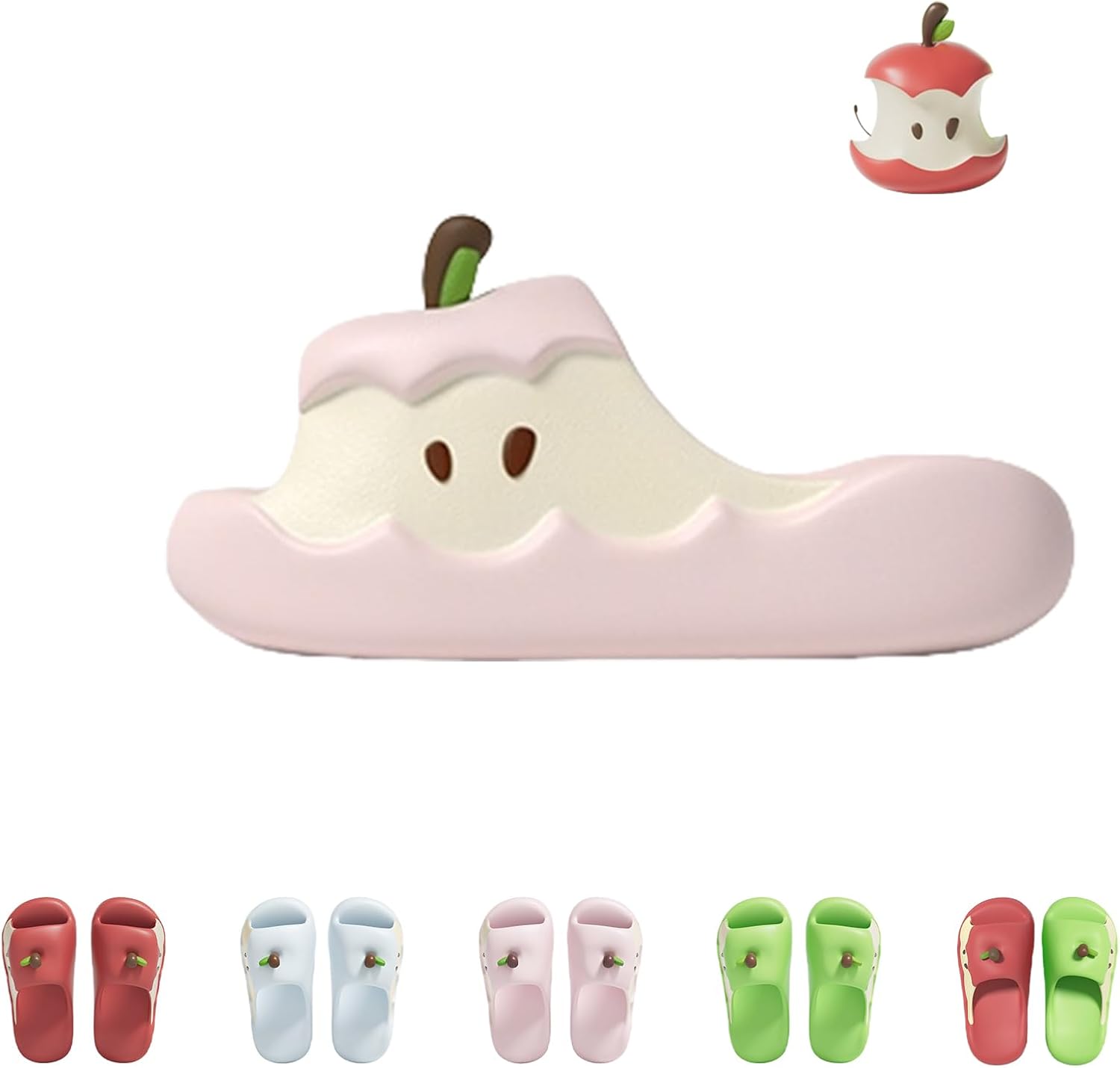 

Тапочки в форме яблок для женщин и мужчин, пляжные сандалии в форме фруктов Generic, розовый