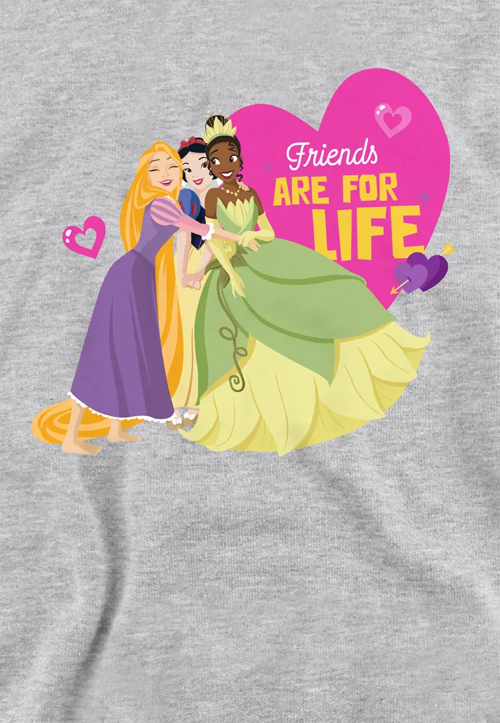 Детский худи Disney Princess Valentine'S Day Friends Are For Life, Athletic Heather, серый — фото 2