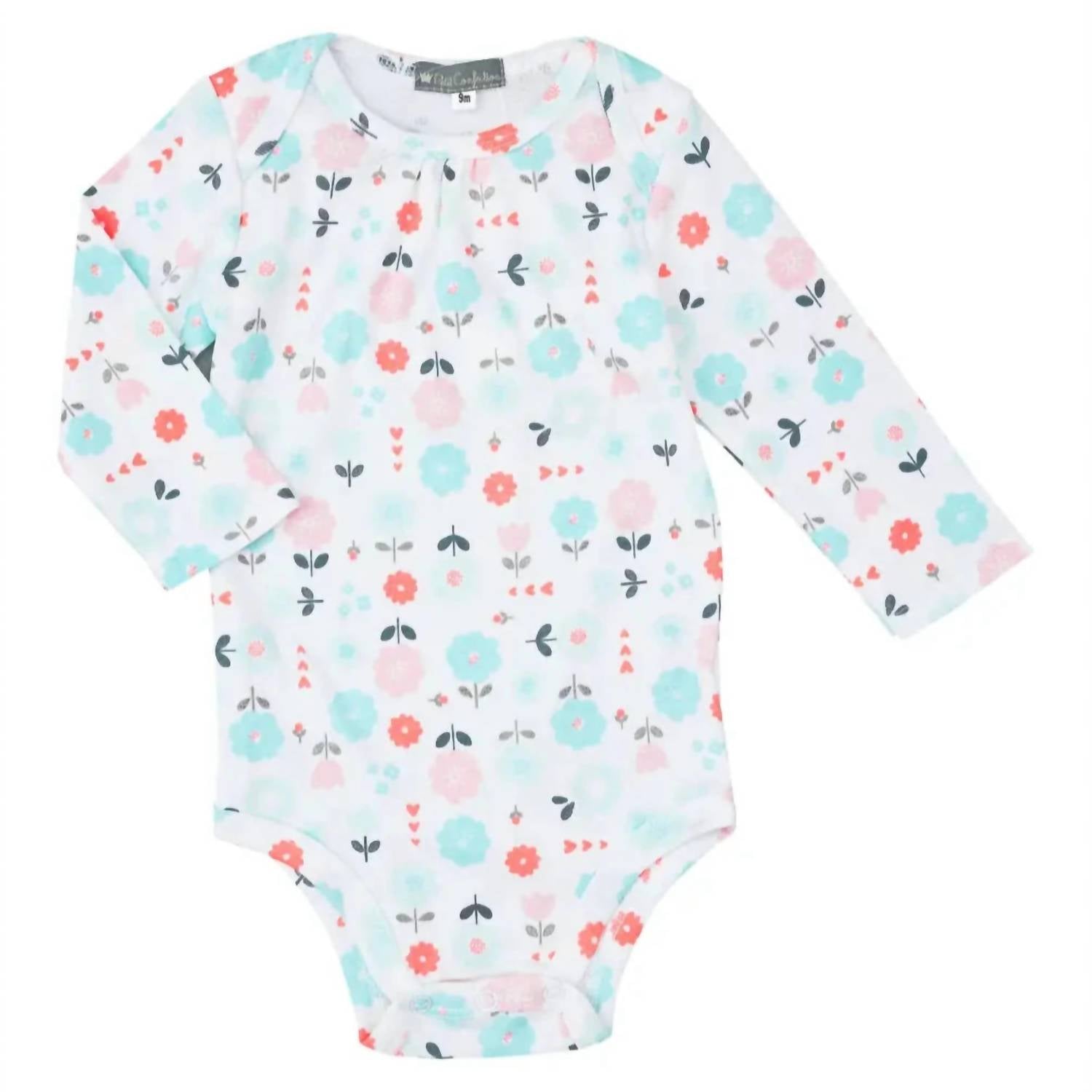 

Боди для девочек с цветочным принтом в рубчик, многоцветный Petit Confection, цвет multi