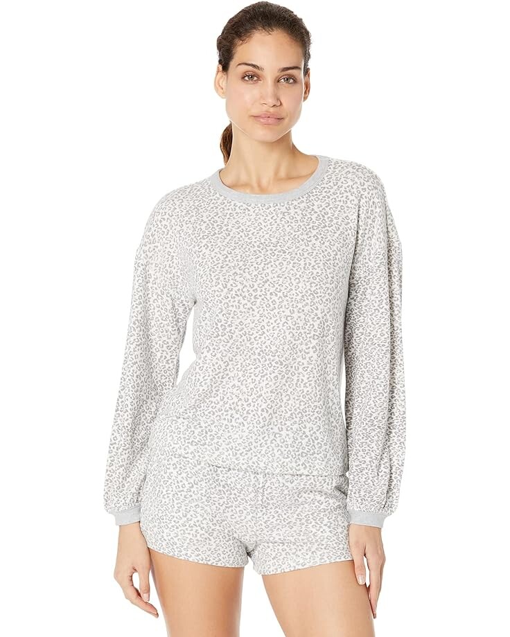 

Пижамный комплект Splendid Long Sleeve Blousson Sleeve Short Set, цвет Loveworn Leo