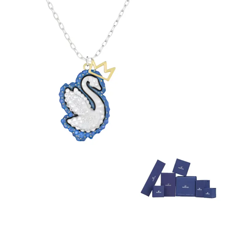 

Swarovski Родированное ожерелье Swan для женщин, синее