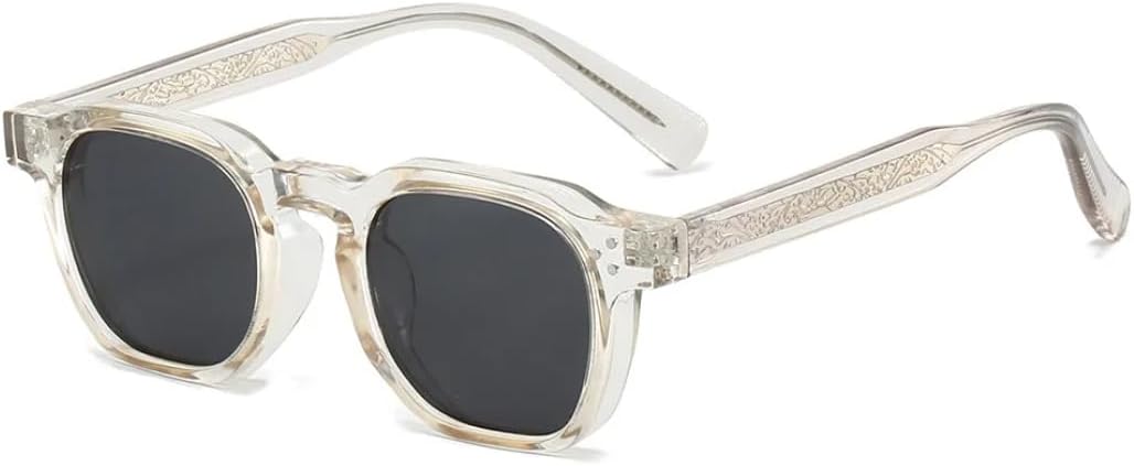 

Ретро-солнцезащитные очки в квадратной оправе под черепаховую панцирь для женщин, персонализированная оправа контрастного цвета, модные солнцезащитные очки для мужчин с защитой от УФ-излучения UV400 TVTBBVV, Champagne