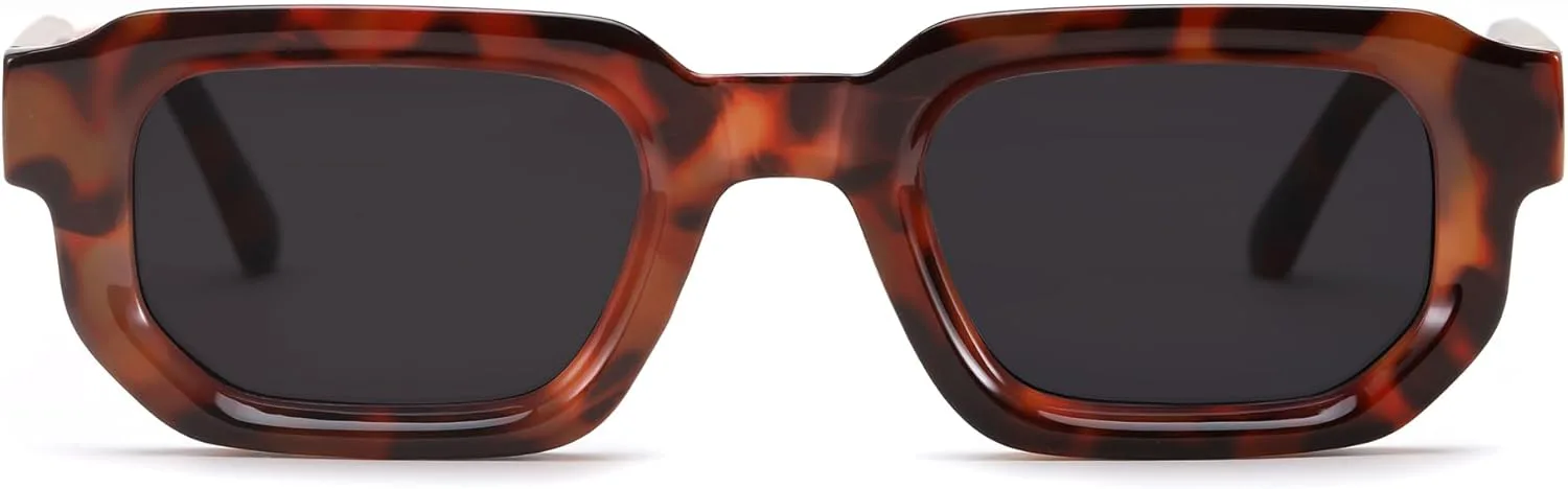 

Солнцезащитные очки FEISEDY Retro Small Rectangle Sunglasses для женщин и мужчин, модные, с толстой квадратной оправой, B0202, Tortoise Frame & Black Lens