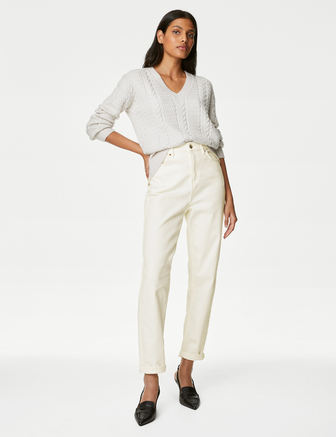 

Джинсы для мамы Marks & Spencer, экрю