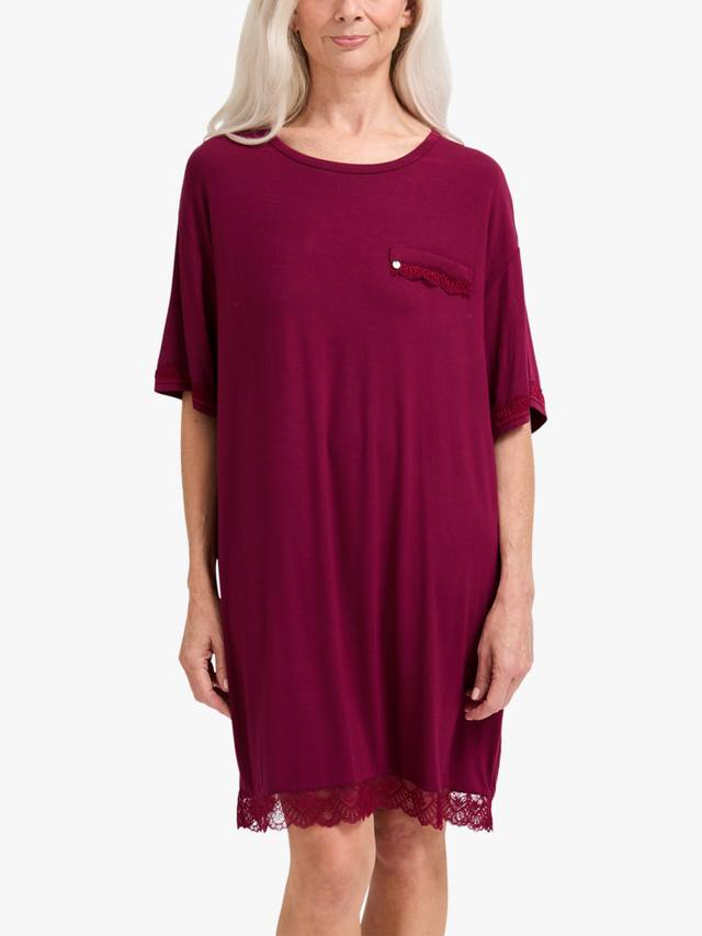 

Бамбуковая кружевная ночная сорочка Nightdress Pretty You London, Bordeaux