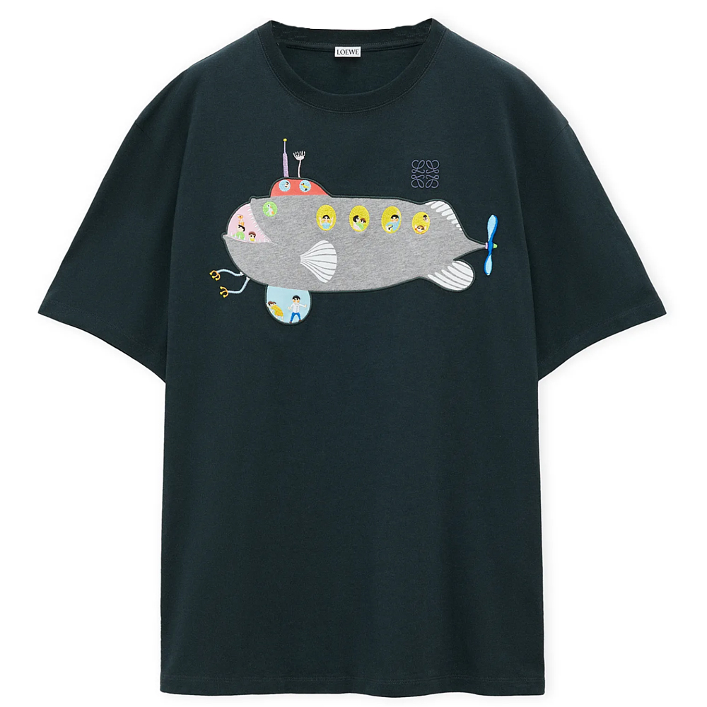 

LOEWE X Suna Fujita SS25 T Shirt Men's Dark Green, Зеленый, LOEWE X Suna Fujita SS25 T Shirt Men's Dark Green