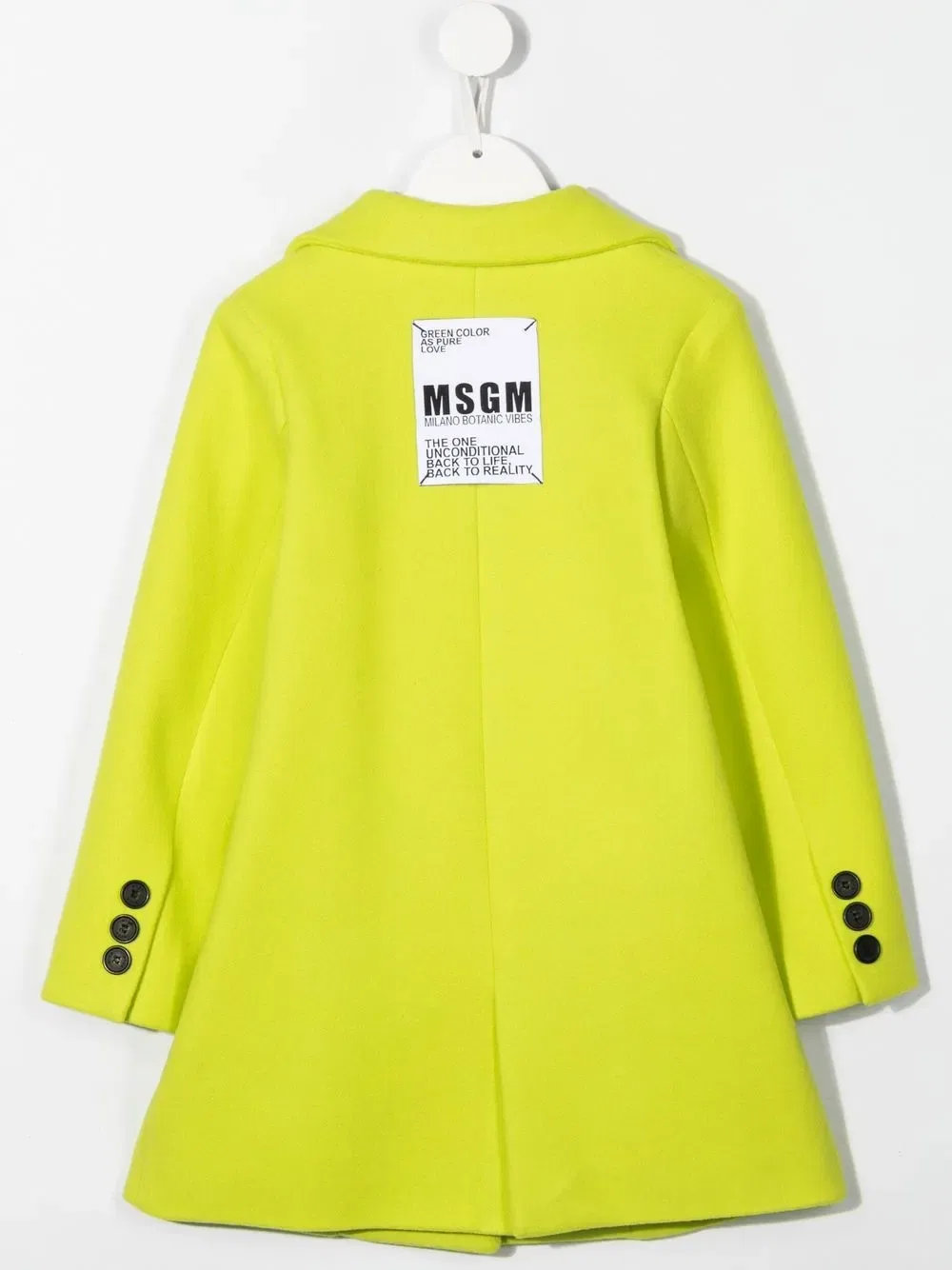 Однобортное пальто с нашивкой-логотипом Msgm Kids, зеленый — фото 2