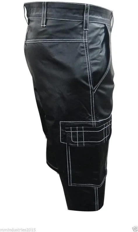 Мужские шорты Leather Kingdom, из овечьей кожи, черного цвета, прочные, для спорта, тренажерного зала, тренировок, бега и прогулок. LKSP50 — фото 3