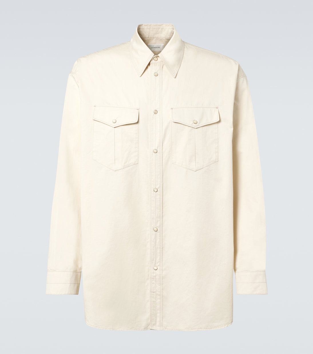 

Хлопковая сатиновая вестерн-рубашка Lemaire, Creamy White