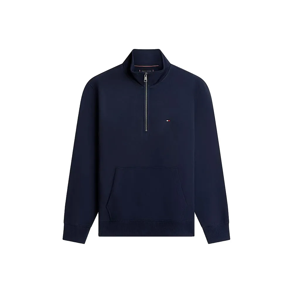 Толстовка Tommy Hilfiger Essential Terry с застежкой-молнией до середины груди, синий — фото 3