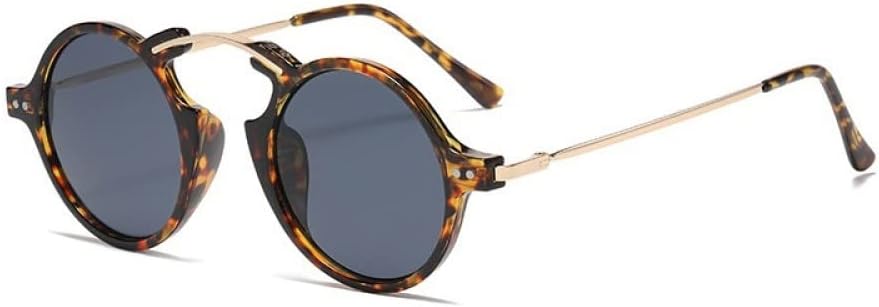 

маленькие круглые солнцезащитные очки для женщин, солнцезащитные очки с градиентным переходом для мужчин, винтажные очки из сплава, защита от ультрафиолета UV400 LANGSER, Leopard Gray