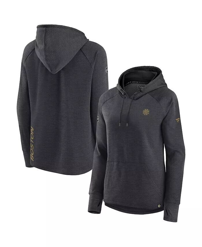 

Женский пуловер с капюшоном Heather Charcoal Boston Bruins Authentic Pro Fanatics, серый