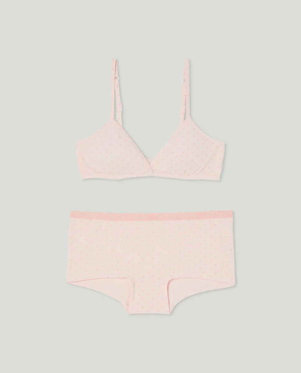 

Девичий треугольный топ + шорты Cotton Juice, цвет Rosa