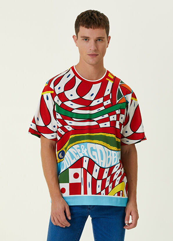 Красная футболка с узором carretto Dolce&Gabbana