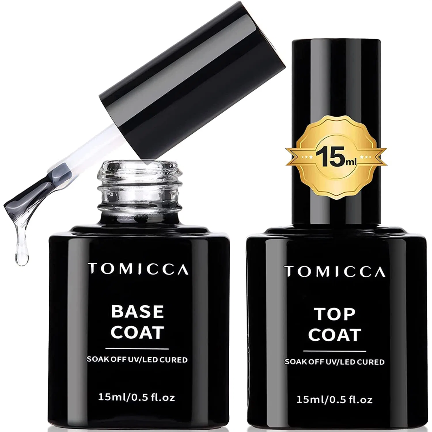 Базовое и топовое покрытие TOMICCA для гель-лака Tomicca, Semi-Permanent Base And Top Coat 2 X 15 Ml