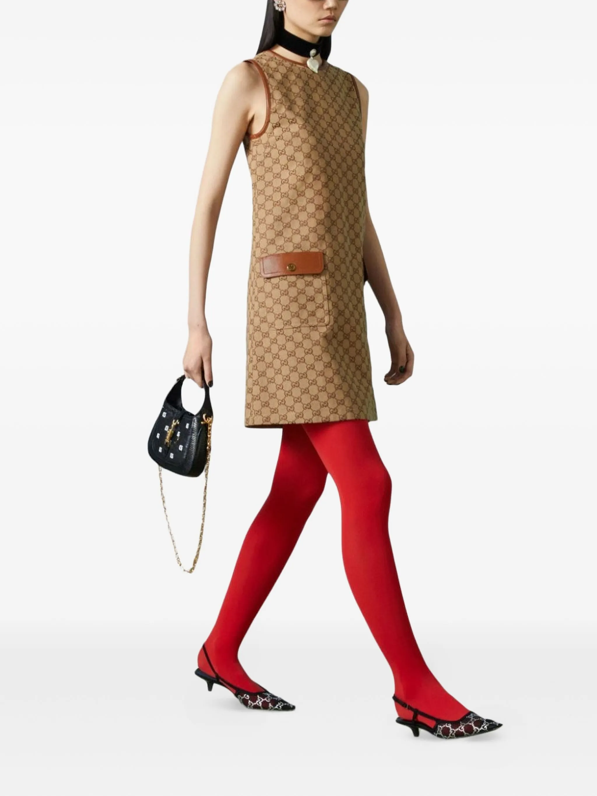 Платье мини Gucci GG Supreme, фирменный узор, коричневый — фото 3