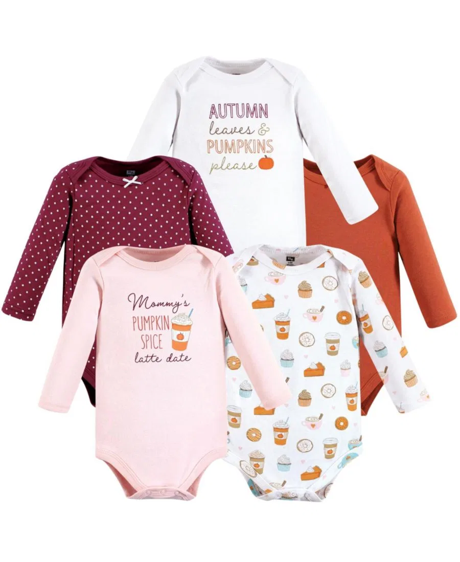 Комплект из 5 хлопковых боди с длинными рукавами для девочек Hudson Baby