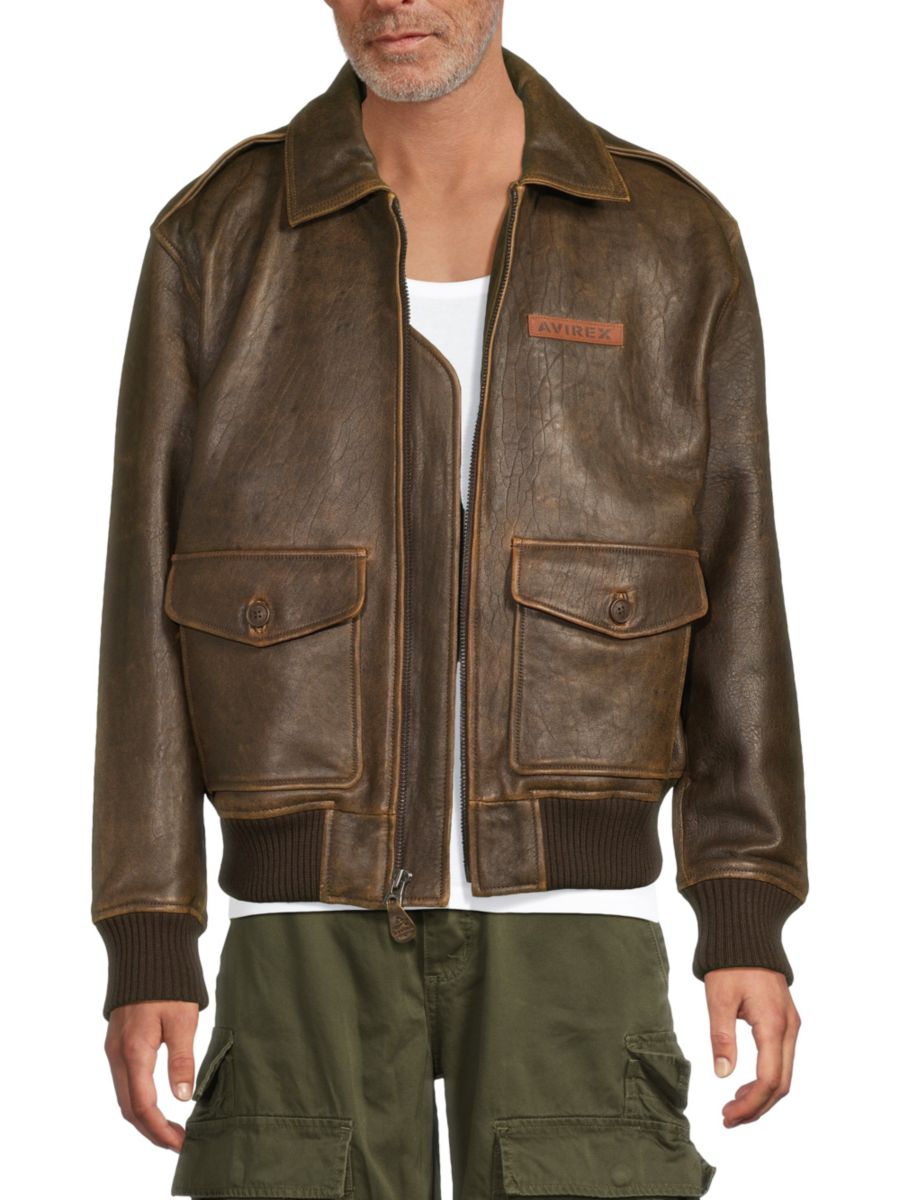 

Кожаная куртка-бомбер Sky Charmer Avirex, цвет Vintage Brown