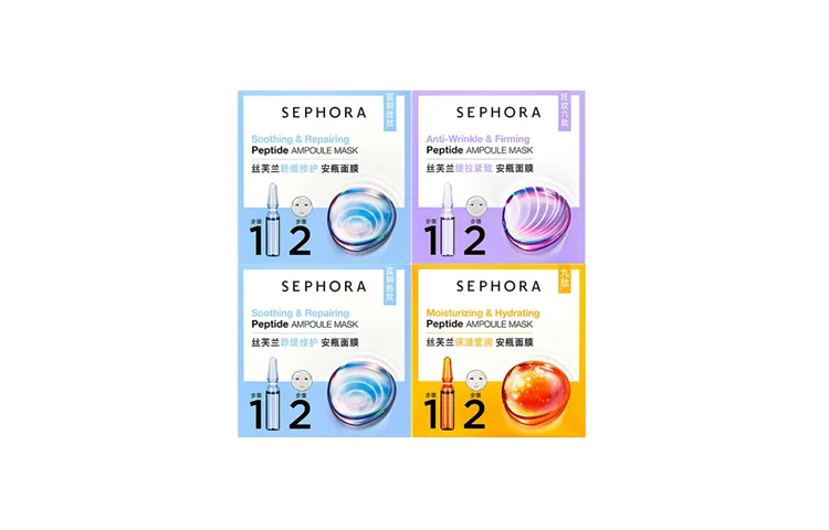 Sephora Набор из 4 успокаивающих и увлажняющих масок для лица Vial для всех типов кожи, Three-Piece Set: Soothing and Repairing Essence Mask 18 Pcs+Hydrating and Brightening Essence Mask 9 Pcs+Firming and Lifting Essence Mask 9 Pcs — фото 3