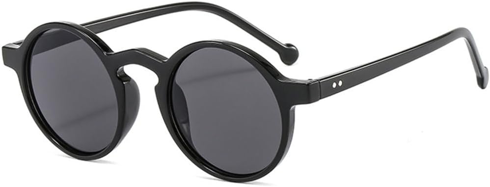 

Ретро круглые женские солнцезащитные очки, винтажные мужские солнцезащитные очки для активного отдыха с защитой от УФ-излучения UV400, модные женские очки TYUVIVO, Black Gray