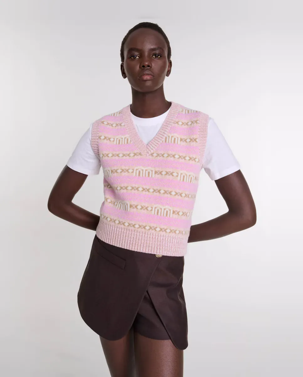 

Жаккардовый женский свитер без рукавов Maje, розовый