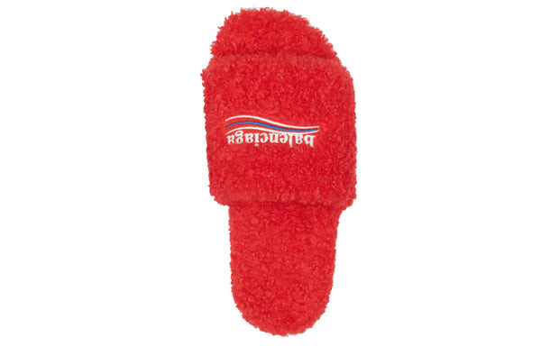 Тапочки furry slides 'red' Balenciaga, красный — фото 3