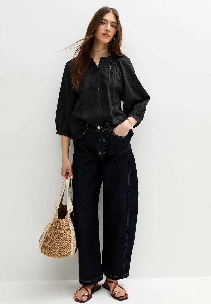 

Блуза BRODERIE ANGLAISE BALLOON SLEEVE New Look, черный