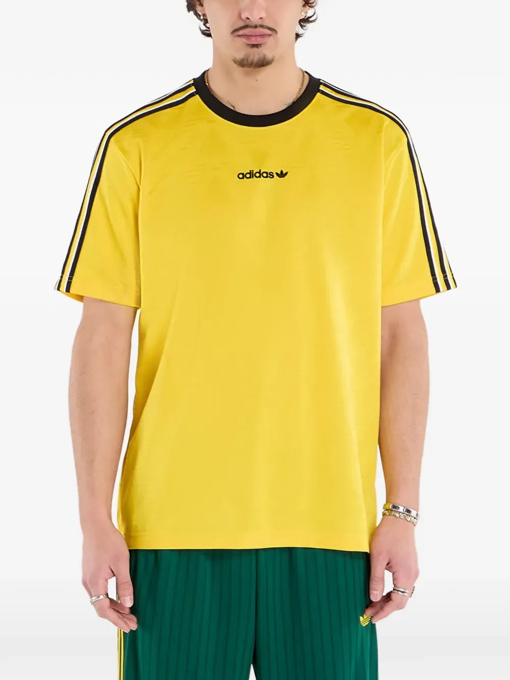 Жаккардовая футболка с тремя полосками Adidas, желтый