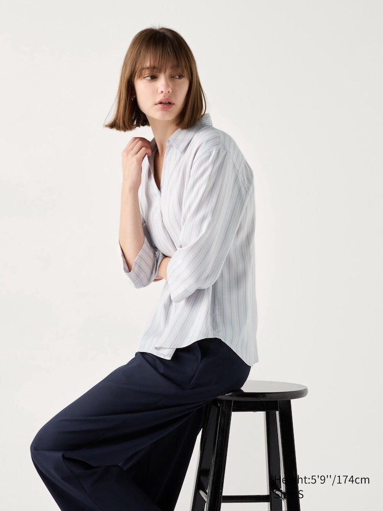 

Блуза из вискозы, рукав 3/4 Uniqlo, серый