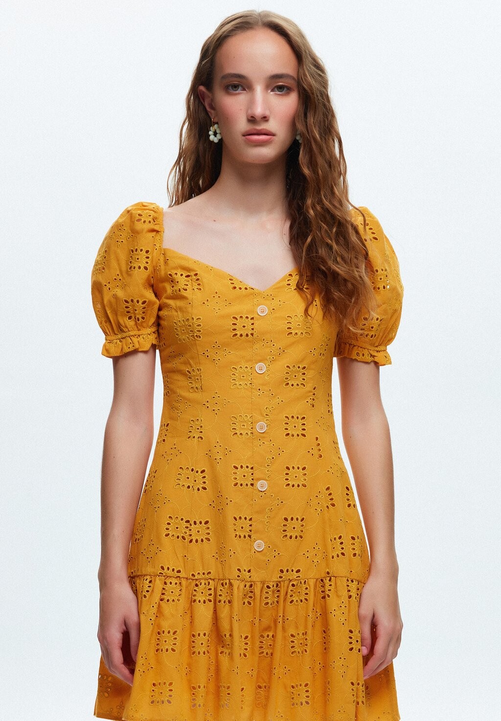 

Дневное платье HEART COLLAR BALLOON SLEEVE VOILE MINI adL, цвет saffron