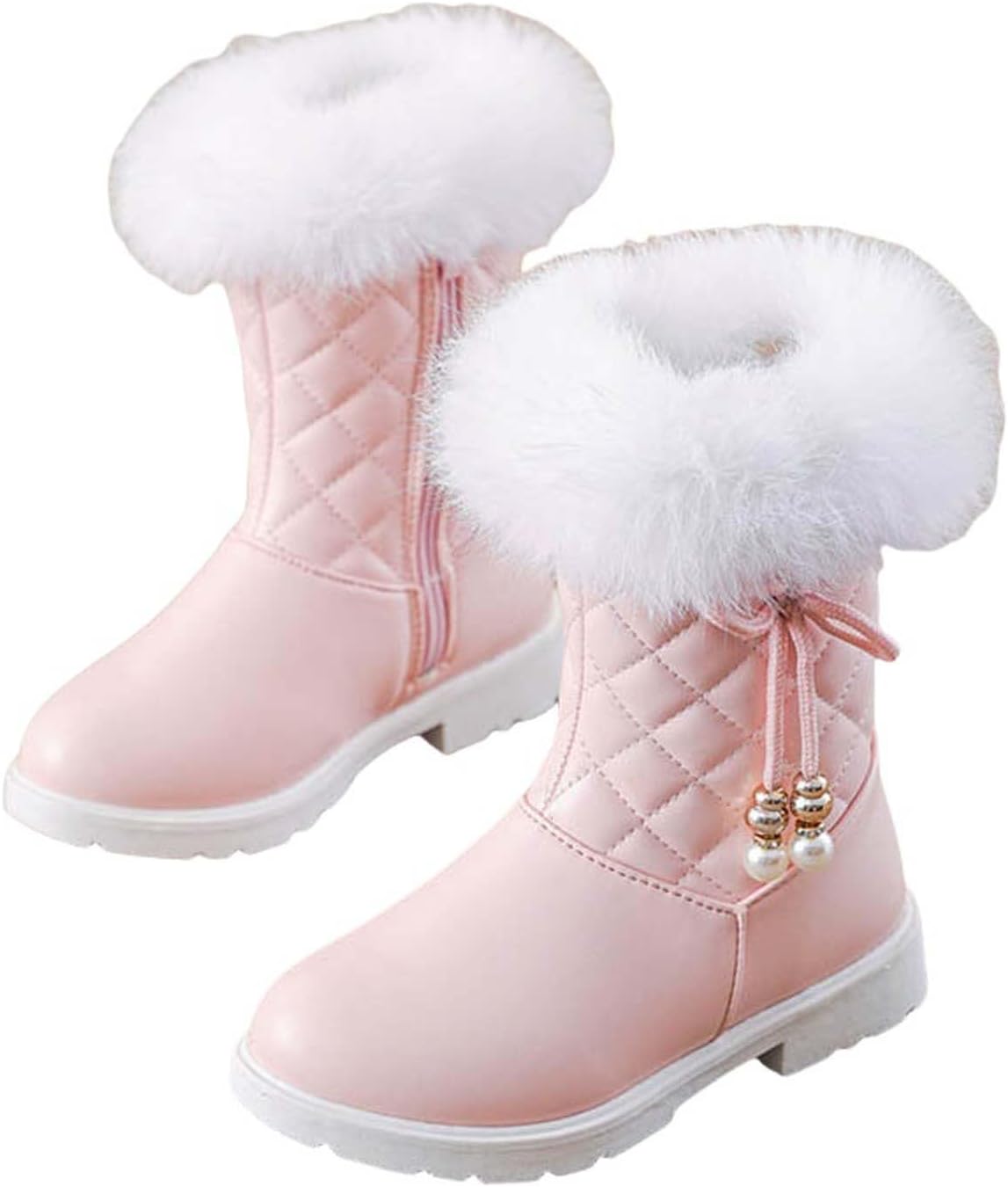 

Детские ботинки для девочек на щиколотку, плюшевые зимние сапожки, удобные и теплые, с искусственным мехом, для маленьких детей Generic, Pink